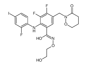 3,4-difluoro-2-(2-fluoro-4-iodoanilino)-N-(2-hydroxyethoxy)-5-[(3-oxooxazinan-2-yl)methyl]benzamide