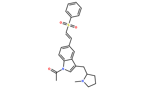 Ethanone, 1-[3-[[(2R)-1-methyl-2-pyrrolidinyl]methyl]-5-[(1E)-2-(phenylsulfonyl)ethenyl]-1H-indol-1-yl]-