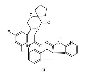 6,​9-​Diazaspiro[4.5]​decane-​9-​acetamide, 8-​(3,​5-​difluorophenyl)​-​10-​oxo-​N-​[(2R)​-​1,​1',​2',​3-​tetrahydro-​2'-​oxospiro[2H-​indene-​2,​3'-​[3H]​pyrrolo[2,​3-​b]​pyridin]​-​5-​yl]​-​, hydrochloride (1:1)​, (8R)​-
