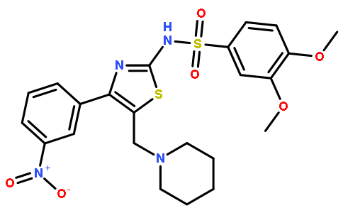 3,4-二甲氧基-N-(4-(3-硝基苯基)-5-(哌啶-1-甲基)噻唑-2-基)苯磺酰胺