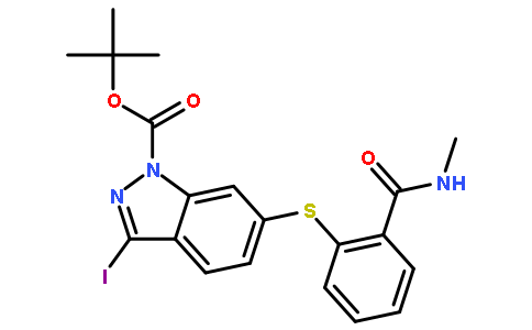 1-BOC-3-碘-6-(2-(甲胺羧基)苯巯基)-1H-吲唑