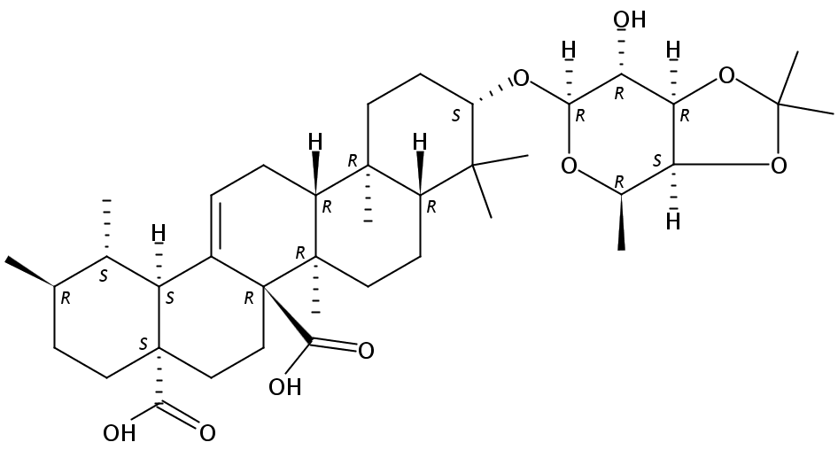 (3BETA)-3-[[6-去氧-3,4-O-(1-甲基亚乙基)-BETA-D-吡喃半乳糖基]氧基]乌苏-12-烯-27,28-二酸