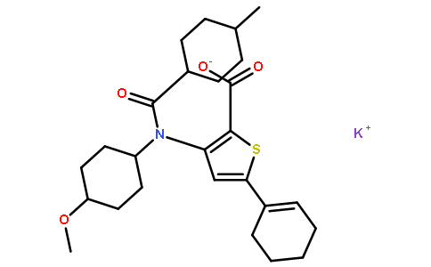 5-(1-环己烯-1-基)-3-[(反式-4-甲氧基环己基)[( 反式-4-甲基环己基)羰基]氨基]噻吩-2-羧酸钾盐