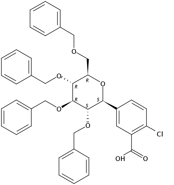 2-Chloro-5-((2S,3S,4R,5R,6R)-3,4,5-tris(benzyloxy)-6-((benzyloxy)methyl)tetrahydro-2H-pyran-2-yl)benzoic acid