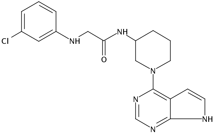 N-(1-(7H-pyrrolo[2,3-d]pyrimidin-4-yl)piperidin-3-yl)-2-(3-chlorophenylamino)acetamide