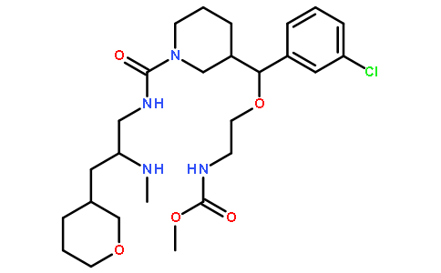 N-[2-[(R)-(3-氯苯基)[(3R)-1-[[[(2S)-2-(甲基氨基)-3-[(3R)-四氢-2H-吡喃-3-基]丙基]氨基]羰基]-3-哌啶基]甲氧基]乙基]氨基甲酸甲酯
