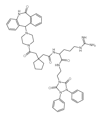 (2S)-5-(diaminomethylideneamino)-N-[2-(3,5-dioxo-1,2-diphenyl-1,2,4-triazolidin-4-yl)ethyl]-2-[[2-[1-[2-oxo-2-[4-(6-oxo-5,11-dihydrobenzo[c][1]benzazepin-11-yl)piperazin-1-yl]ethyl]cyclopentyl]acetyl]amino]pentanamide