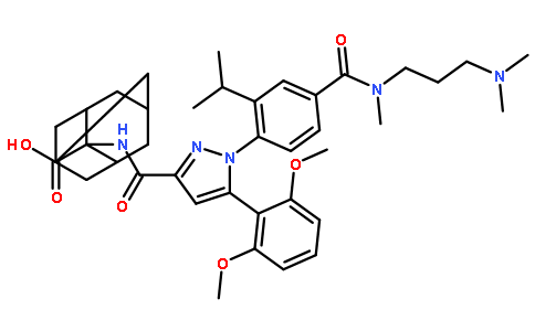 2-[({5-(2,6-二甲氧苯基)-1-[4-{[3-(二甲氨基)丙基](甲基)氨基甲酰}-2-(1-甲基乙基)苯基]-1H-吡唑-3-基}羰基)氨基]三环[3.3.1.1~3,7~]癸烷-2-羧酸