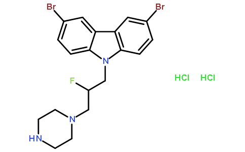 3,6-Dibromo-9-[2-fluoro-3-(1-piperazinyl)propyl]-9H-carbazole dih ydrochloride
