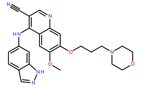 4-((1H-吲唑-6-基)氨基)-6-甲氧基-7-(3-吗啉丙氧基)喹啉-3-甲腈