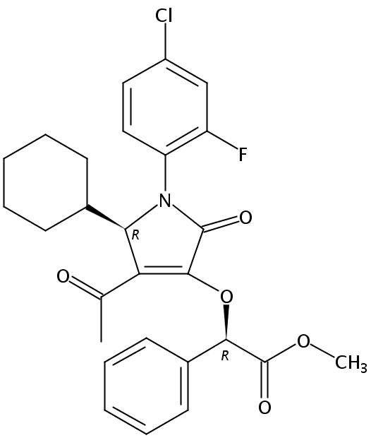 Benzeneacetic acid, α-[[(5R)-4-acetyl-1-(4-chloro-2-fluorophenyl)-5-cyclohexyl-2,5-dihydro-2-oxo-1H-pyrrol-3-yl]oxy]-, methyl ester, (αR)-