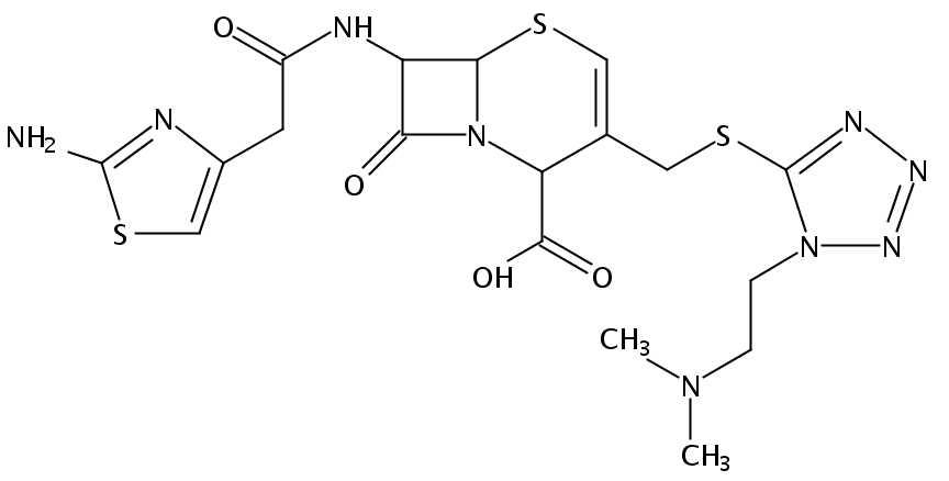7-[[(2-氨基-4-噻唑基)乙酰基]氨基]-3-[[[1-[2-(二甲胺基)乙基]-1H-四氮唑-5-基]硫基]甲基]-8-氧代-5-硫杂-1-氮杂二环[4.2.0]辛-3-烯-2-羧酸
