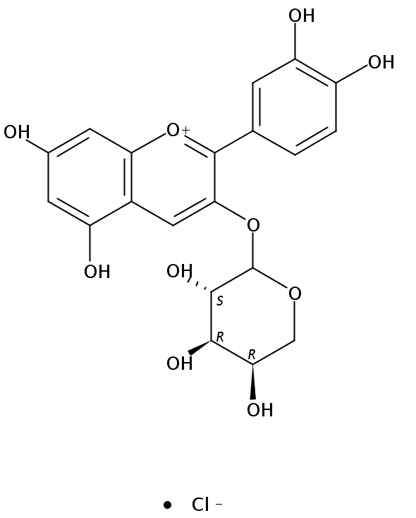 矢车菊-3-阿拉伯糖苷氯化物
