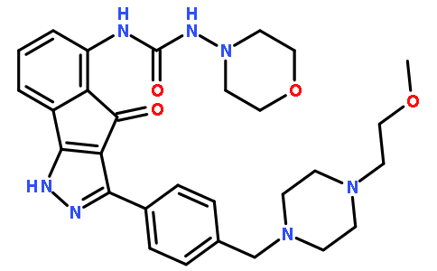 1-[3-[4-[[4-(2-methoxyethyl)piperazin-1-yl]methyl]phenyl]-4-oxo-1H-indeno[1,2-c]pyrazol-5-yl]-3-morpholin-4-ylurea
