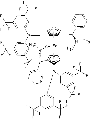 (S,S)-(-)-2,2'-Bis[(R)-(N,N-dimethylamino)(phenyl)methyl]-1,1'-bis[di(3,5-trifluoromethylphenyl)phosphino]ferrocene, min. 97%
