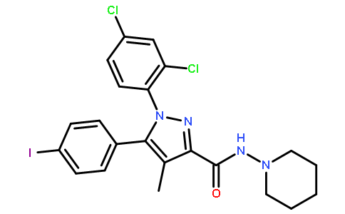 1-(2,4-二氯苯基)-5-(4-碘苯基)-4-甲基-N-1-哌啶基-1H-吡唑-3-羧胺