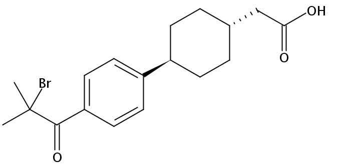 • Cyclohexaneacetic acid, 4-[4-(2-bromo-2-methyl-1-oxopropyl)phenyl]-, trans-