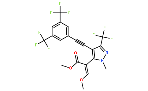 2-(4-((3,5-双(三氟甲基)苯基)乙炔)-1-甲基-3-(三氟甲基)-1H-吡唑-5-基)-3-甲氧基丙烯酸甲酯