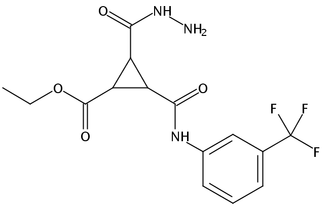 Ethyl 2-(hydrazinocarbonyl)-3-([3-(trifluoromethyl)anilino]carbonyl)cyclopropanecarboxylate