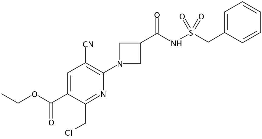 ethyl 6-{3-[(benzylsulfonyl)carbamoyl]azetidin-1-yl}-2-(chloromethyl)-5-cyanonicotinate