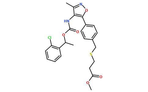 Methyl 3-({4-[4-({[1-(2-chlorophenyl)ethoxy]carbonyl}amino)-3-met hyl-1,2-oxazol-5-yl]benzyl}sulfanyl)propanoate