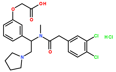 R,S-[3-[1-[[(3,4-二氯苯基)乙酰基]甲基]-2-(1-吡咯烷基)乙基]苯氧基]乙酸盐酸盐