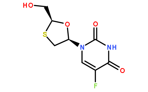 2,4(1H,3H)-嘧啶二酮,5-氟-1-[2-(羟甲基)-1,3-噁噻戊环-5-基]-,  (2S-顺)- (9CI)