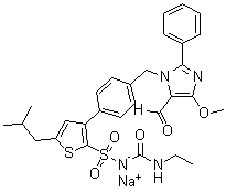 N-[(乙基氨基)羰基]-3-[4-[(5-甲酰基-4-甲氧基-2-苯基-1H-咪唑-1-基)甲基]苯基]-5-异丁基-2-噻吩磺酰胺单钠盐