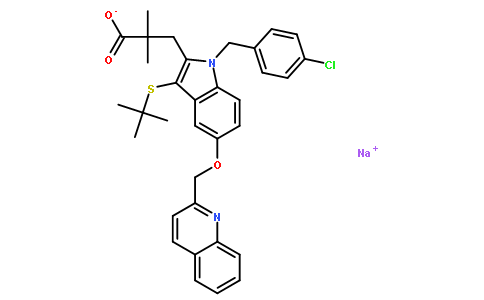1-[(4-氯苯基)甲基]-3-[(1,1-二甲基乙基)硫代]-α,α-二甲基-5-(2-喹啉甲氧基)-1H-吲哚-2-丙酸钠