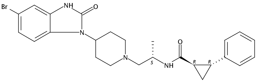 (1R,2R)-N-([S]-1-{4-[5-bromo-2-oxo-2,3-dihydro-1H-benzo(d)imidazol-1-yl]piperidin-1-yl}propan-2-yl)-2-phenylcyclopropanecarboxamide