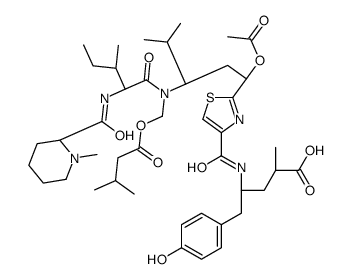 (2S,4R)-4-[[2-[(1R,3R)-1-acetyloxy-4-methyl-3-[3-methylbutanoyloxymethyl-[(2S,3S)-3-methyl-2-[[(2R)-1-methylpiperidine-2-carbonyl]amino]pentanoyl]amino]pentyl]-1,3-thiazole-4-carbonyl]amino]-5-(4-hydroxyphenyl)-2-methylpentanoic acid