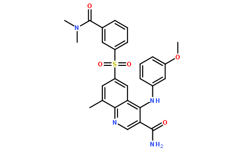 6-[[3-[(二甲基氨基)羰基]苯基]磺酰]-4-[(3-甲氧基苯基)氨基]-8-甲基-3-喹啉甲酰胺