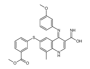 Methyl 3-({3-carbamoyl-4-[(3-methoxyphenyl)amino]-8-methyl-6-quin olinyl}sulfanyl)benzoate