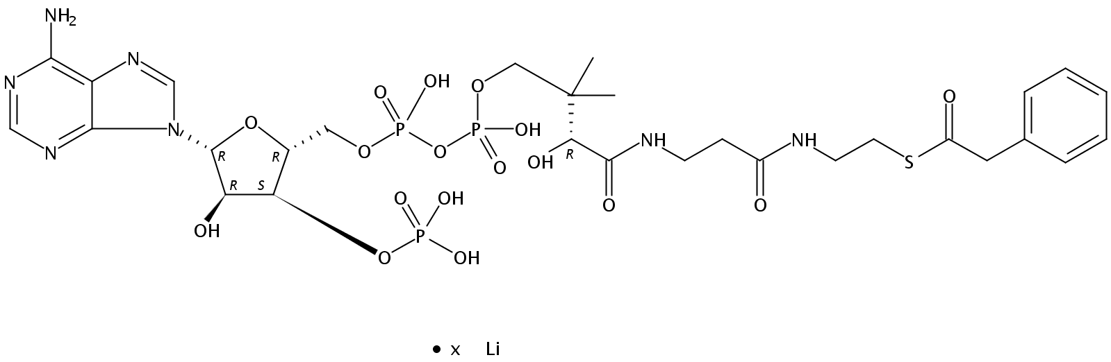 S-[2-[3-[[4-[[[5-(6-aminopurin-9-yl)-4-hydroxy-3-phosphonooxyoxolan-2-yl]methoxy-hydroxyphosphoryl]oxy-hydroxyphosphoryl]oxy-2-hydroxy-3,3-dimethylbutanoyl]amino]propanoylamino]ethyl] 2-phenylethanethioate,lithium