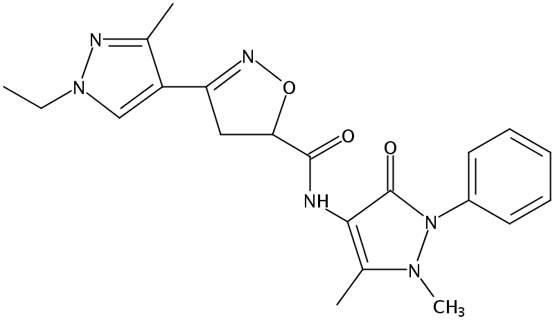 N-(1,5-dimethyl-3-oxo-2-phenyl-2,3-dihydro-1H-pyrazol-4-yl)-3-(1-ethyl-3-methyl-1H-pyrazol-4-yl)-4,5-dihydroisoxazole-5-carboxamide