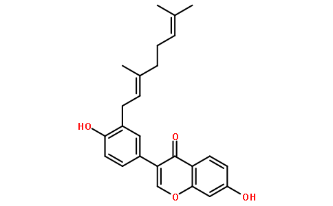 3-[3-[(2E)-3，7-二甲基-2，6-辛二烯-1-基]-4-羟基苯基]-7-羟基-4H-1-苯并吡喃-4-酮