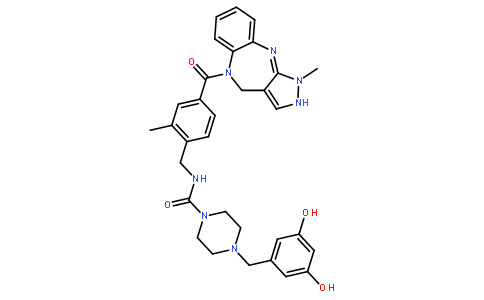 4-[(3,5-dihydroxyphenyl)methyl]-N-[[2-methyl-4-(1-methyl-2,4-dihydropyrazolo[4,3-c][1,5]benzodiazepine-5-carbonyl)phenyl]methyl]piperazine-1-carboxamide