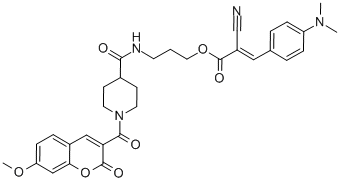 2-氰基-3-[4-(二甲氨基)苯基]-2-丙烯酸-3-[[[1-[(7-甲氧基-2-氧代-2H-1-苯并吡喃-3-基)羰基]-4-哌啶基]羰基]氨基]丙酯