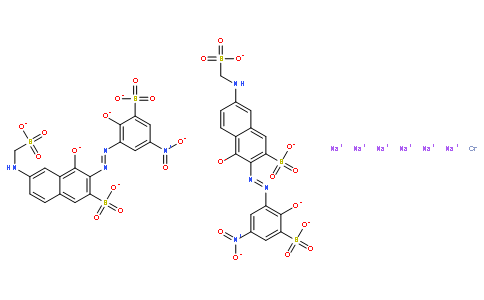 二[4-羟基-3-[(2-羟基-5-硝基-3-磺基苯基)偶氮]-6-[(磺基甲基)氨基]-2-萘磺酸根合]铬酸氢六钠