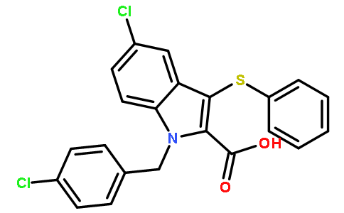 5-氯-1-[(4-氯苯基)甲基]-3-(苯基硫代)-1H-吲哚-2-羧酸