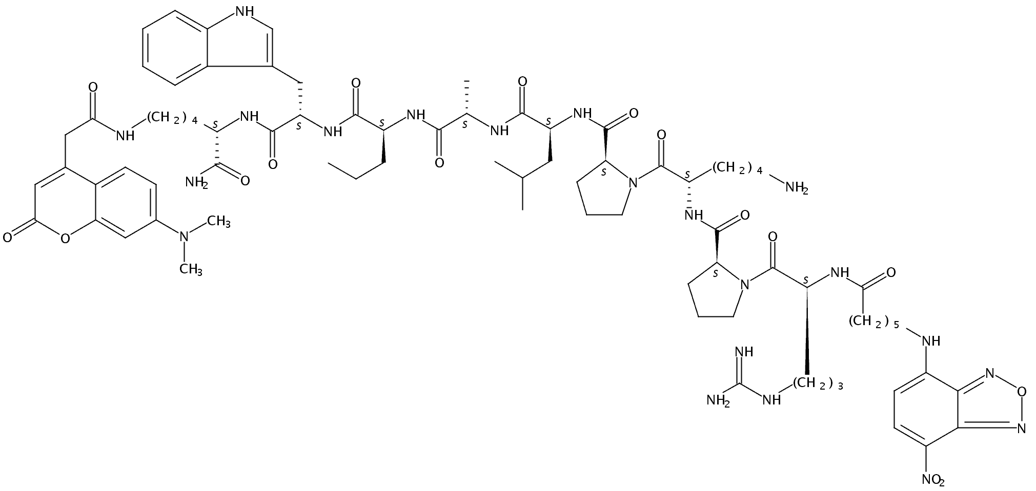 6-(7-Nitro-benzo[2,1,3]oxadiazol-4-ylamino)-hexanoyl-Arg-Pro-Lys-Pro-Leu-Ala-Nva-Trp-Lys((7-dimethylaminocoumarin-4-yl)-acetyl)-NH₂