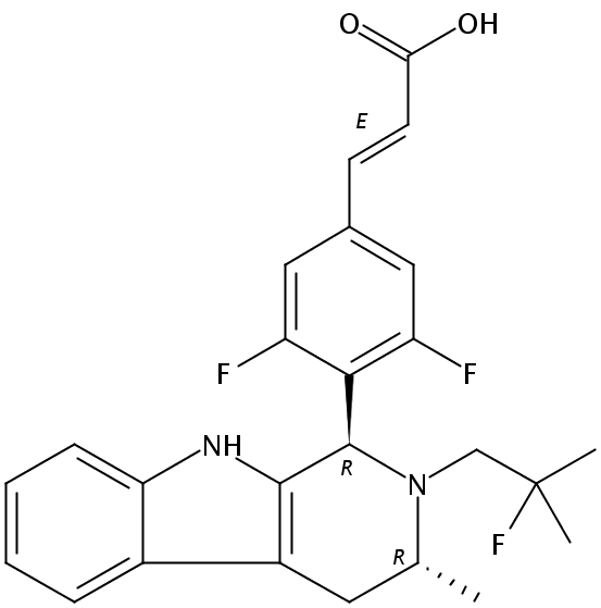 3-[3,5-二氟-4-[(1R,3R)-2-(2-氟-2-甲基丙基)-2,3,4,9-四氢-3-甲基-1H-吡啶并[3,4-b]吲哚-1-基]苯基]-2-丙酸