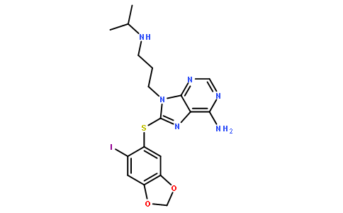 6-氨基-8-[(6-碘-1,3-苯并二茂-5-基)硫基]-N-异丙基-9H-嘌呤-9-丙胺