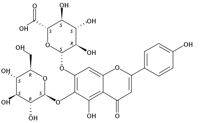 6-(beta-D-吡喃葡萄糖基氧基)-5-羟基-2-(4-羟基苯基)-4-氧代-4H-1-苯并吡喃-7-基 beta-D-吡喃葡糖苷酸
