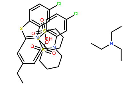 5-氯-2-[2-[5-氯-3-(4-硫代丁基)-3H-苯并噻唑-2-亚基甲基]-丁-1-烯基]-3-(4-硫代丁基)-苯并噻唑-3- 鎓氢氧化物,内盐,三乙基铵盐