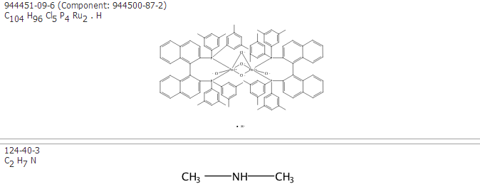 Dimethylammonium dichlorotri(μ-chloro)bis{(S)-(-)-2,2'-bis[di(3,5-xylyl)phosphino]-1,1'-binaphthyl}diruthenate(II),  [NH2Me2][{RuCl((S)-xylbinap)}2(μ-Cl)3]