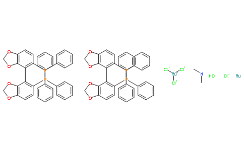 Dimethylammonium dichlorotri(μ-chloro)bis[(R)-(+)-5,5'-bis(diphenylphosphino)-4,4'-bi-1,3-benzodioxole]diruthenate(II),[NH2Me2][