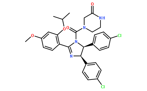 rel-4-[[(4R,5S)-4,5-双(4-氯苯基)-4,5-二氢-2-[4-甲氧基-2-(1-甲基乙氧基)苯基]-1H-咪唑-1-基]羰基]-2-哌嗪酮