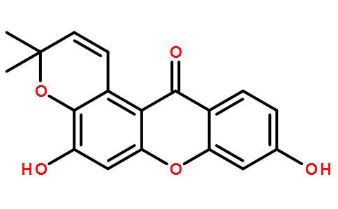 5,9-Dihydroxy-3,3-dimethylpyrano[3,2-a]xanthen-12(3H)-one