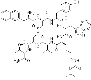 3-(2-萘基)-D-丙氨酰-L-半胱氨酰-L-酪氨酰-D-色氨酰-N6-[(1,1-二甲基乙氧基)羰基]-L-赖氨酰-L-缬氨酰-L-半胱氨酰-L-苏氨酰胺环(2→7)-二硫醚